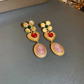 Copper Inlaid Rhinestone Vintage Earrings by Trendsi