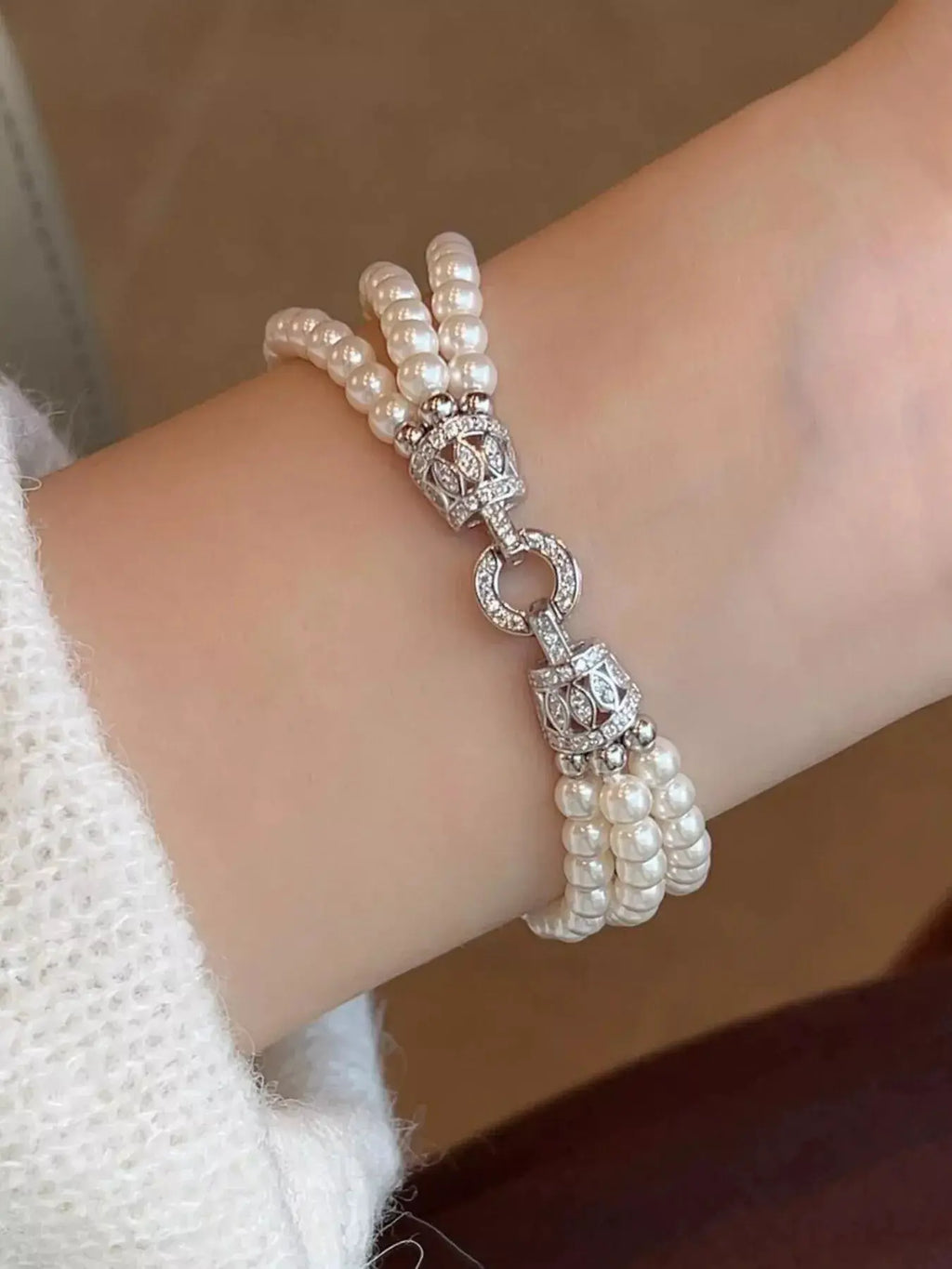 Three Layers Pearl Bracelet by Trendsi