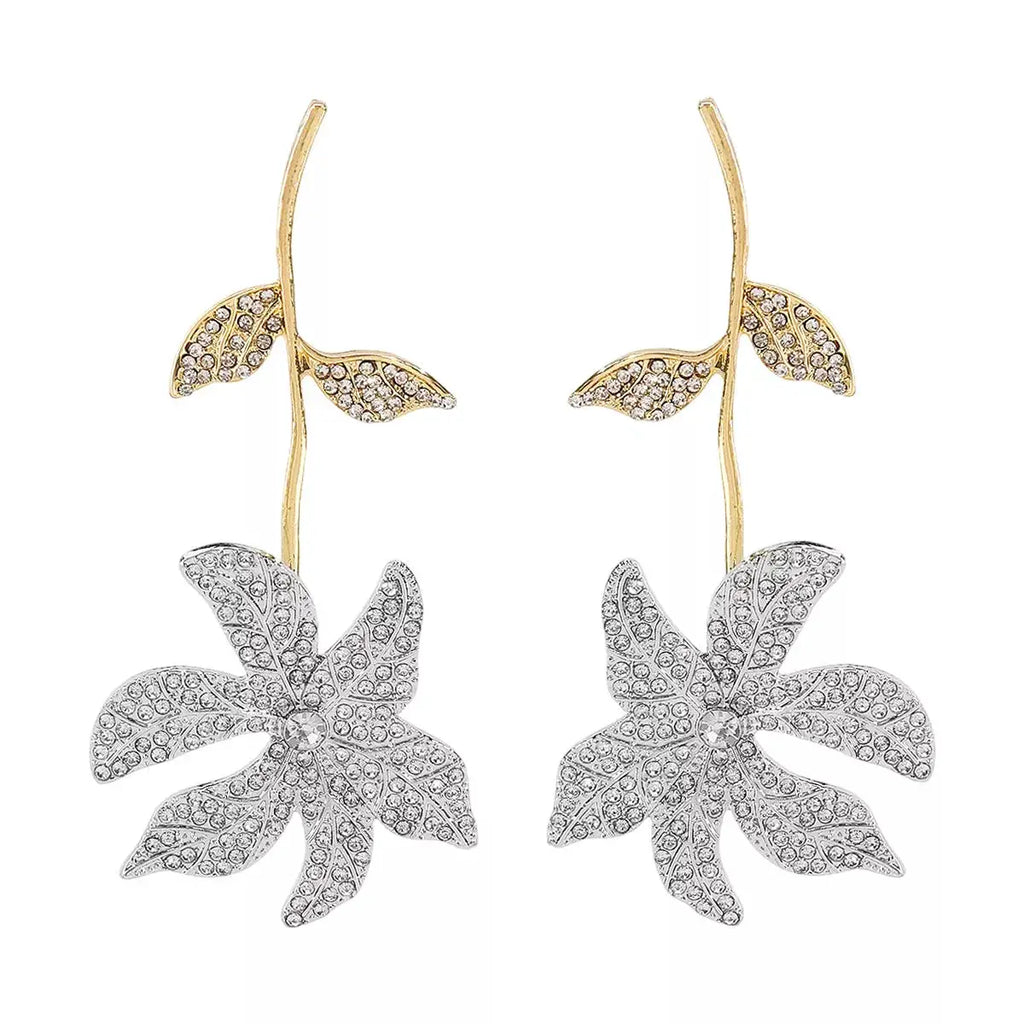 Rhinestone Flower Dangle Earrings by Trendsi
