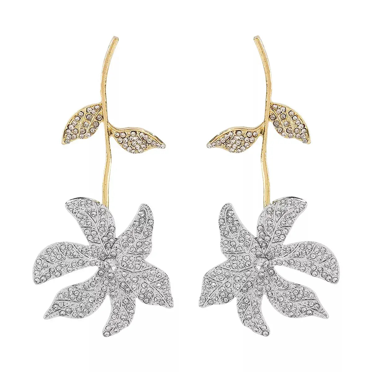 Rhinestone Flower Dangle Earrings by Trendsi