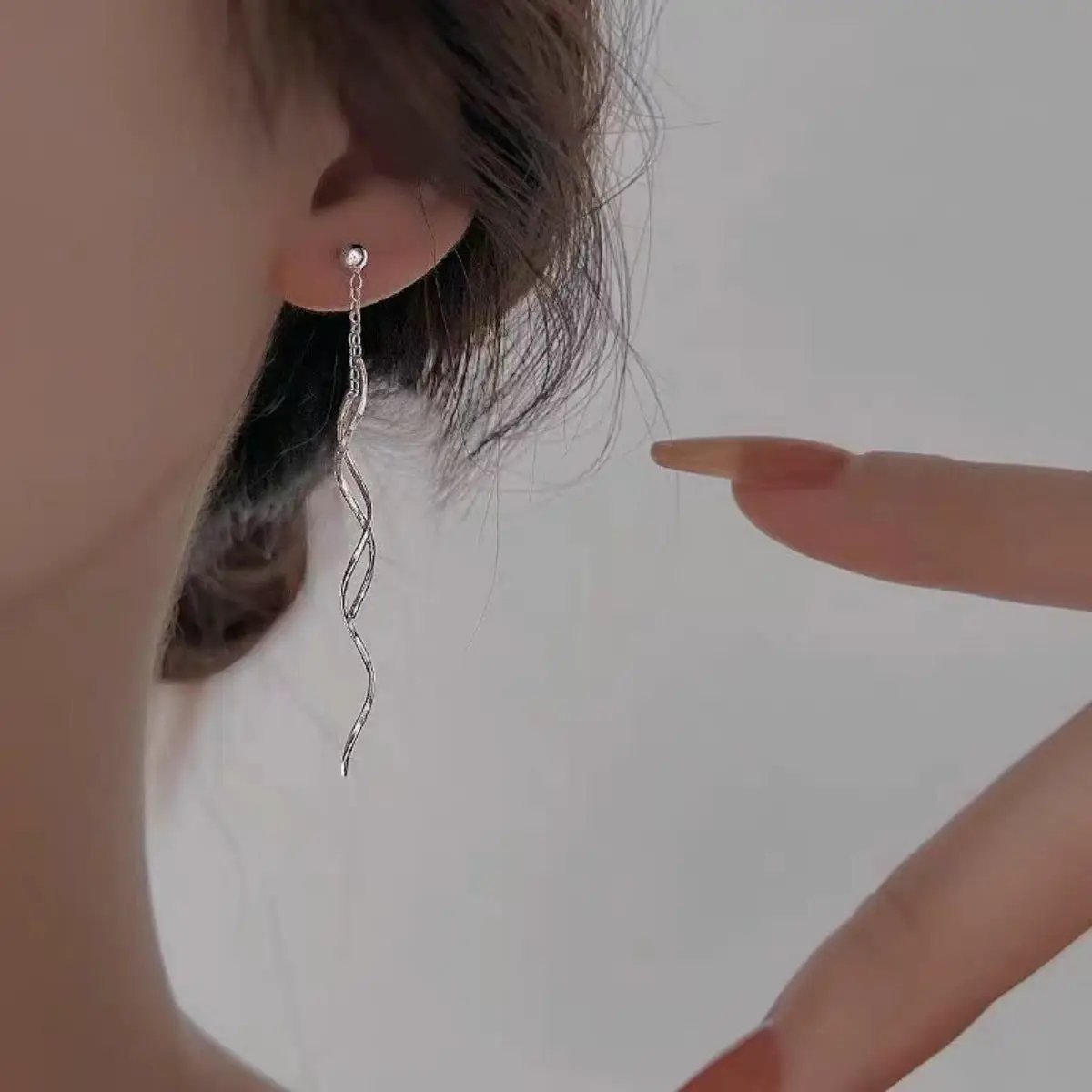 925 Sterling Silver Wave Earrings by Trendsi