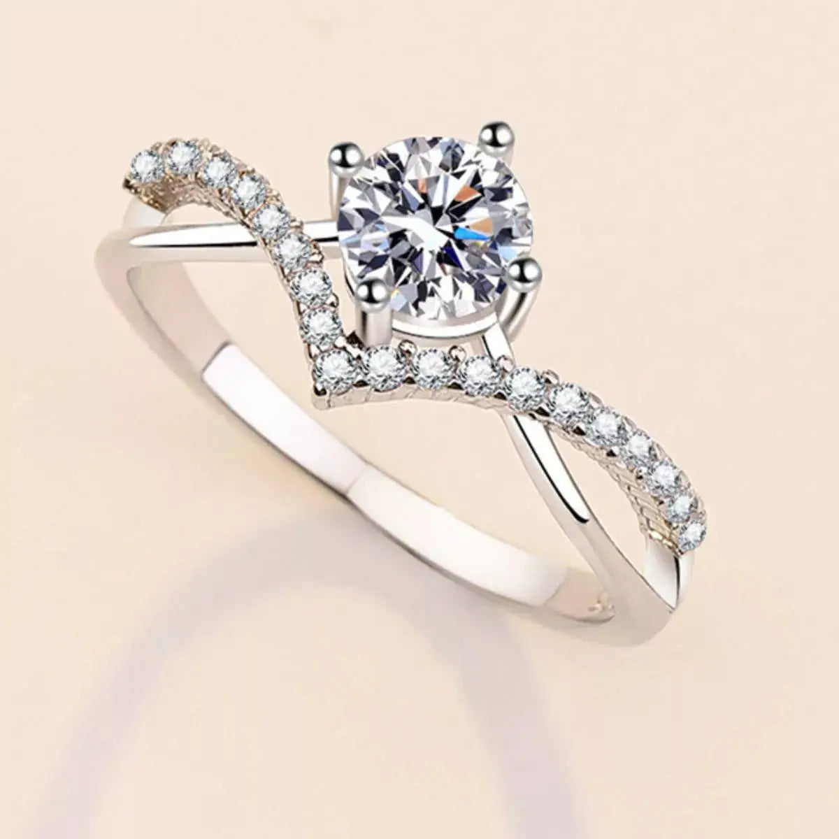 Moissanite 925 Sterling Silver Ring by Trendsi
