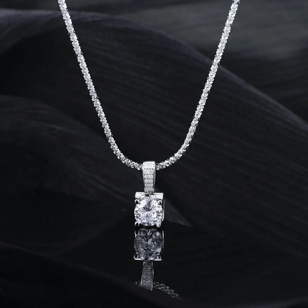 925 Sterling Silver Zircon Pendant Necklace by Trendsi
