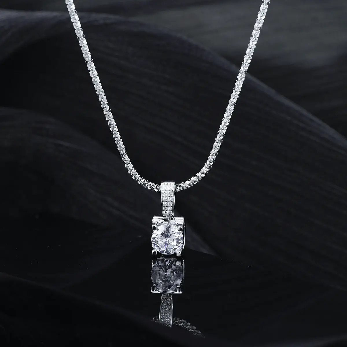 925 Sterling Silver Zircon Pendant Necklace by Trendsi