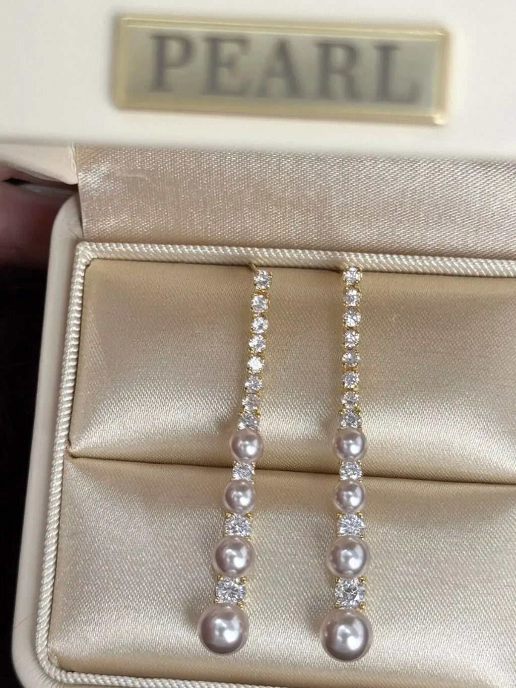 Pearl Zircon Drop Earrings by Trendsi