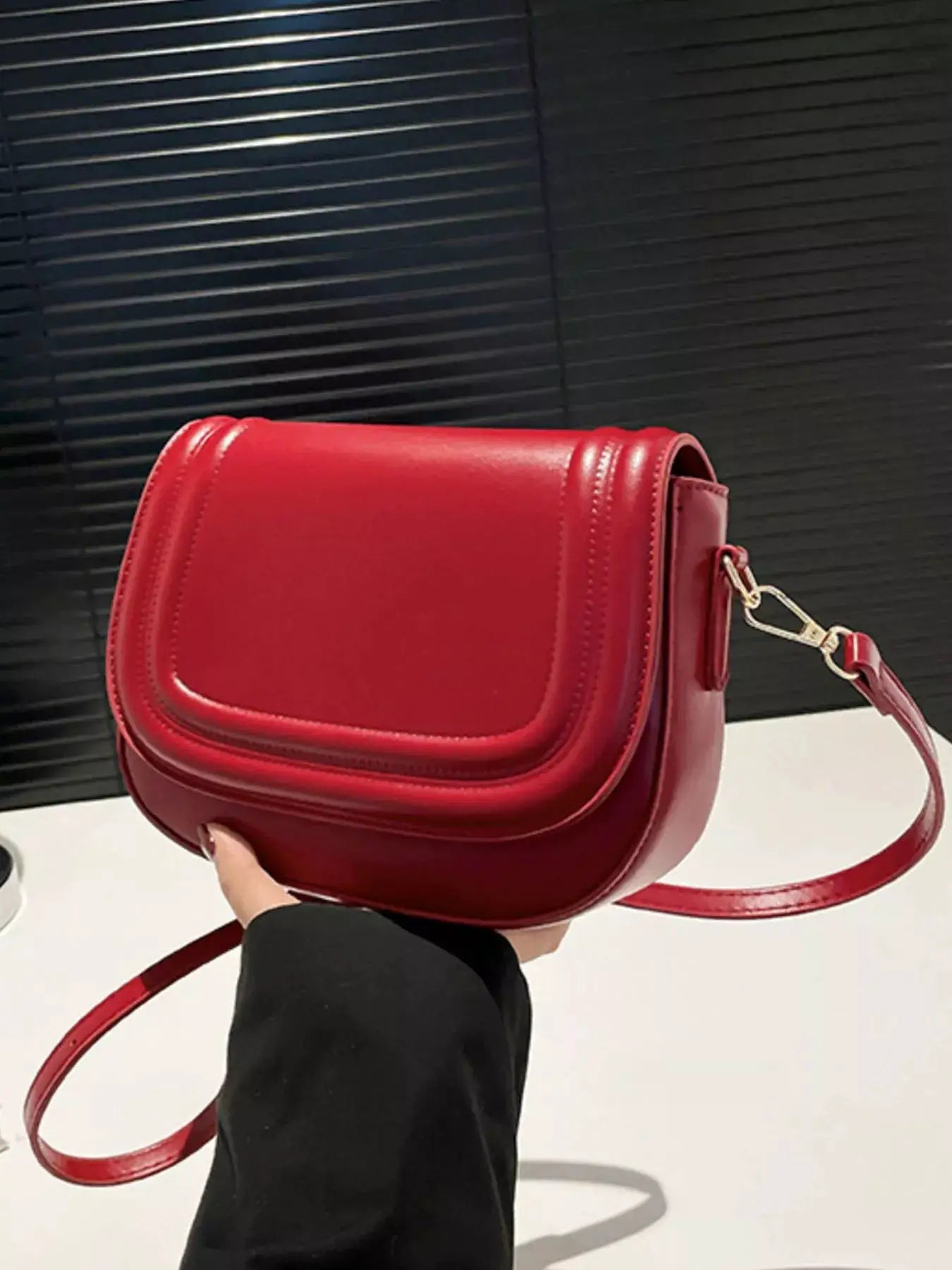 Elegant PU Leather Saddle Crossbody Bag by Trendsi