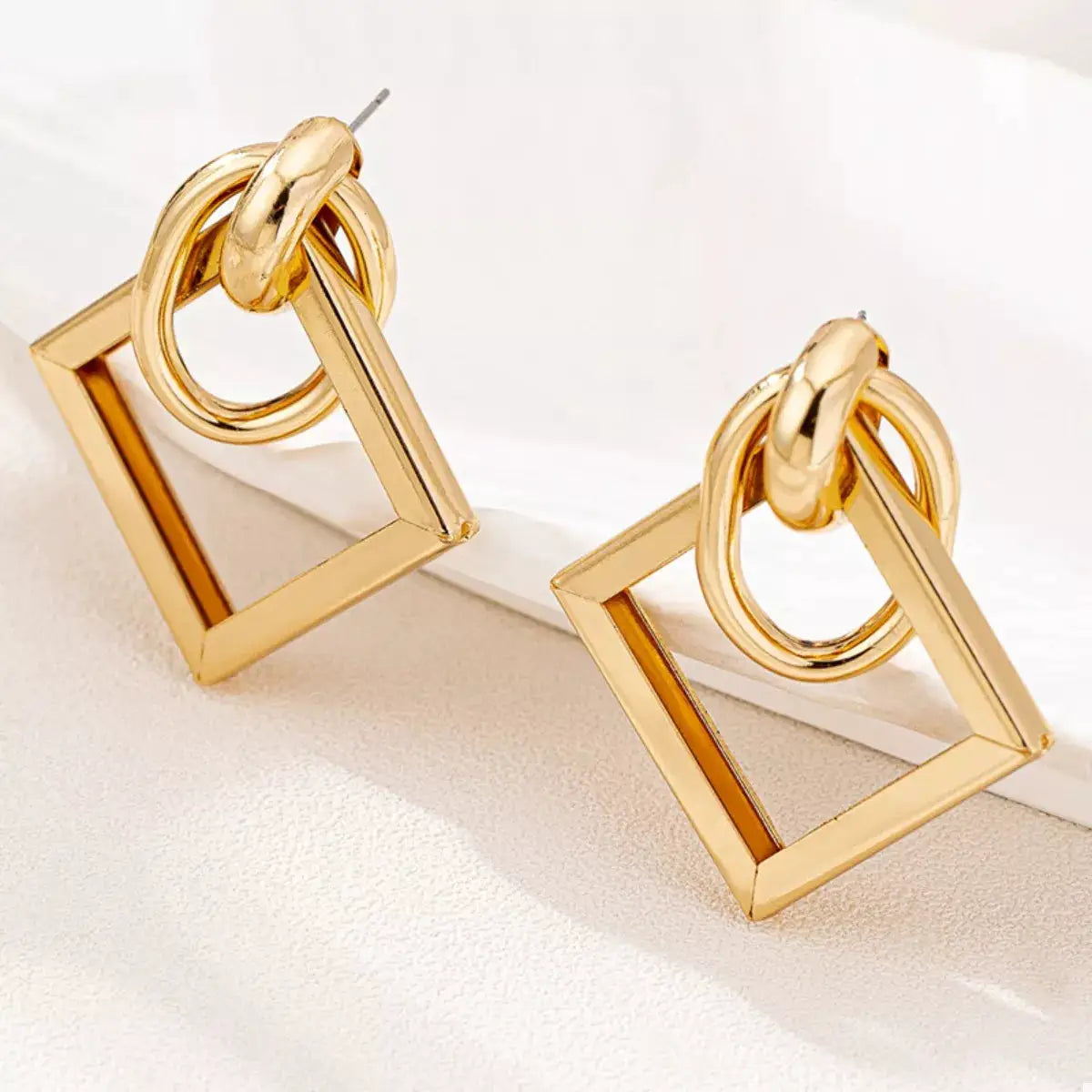 18K Gold-Plated Geometric Square Hoop Earrings by Trendsi