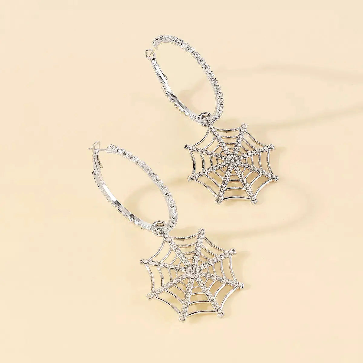Spider Web Dangle Hoop Earrings by Trendsi