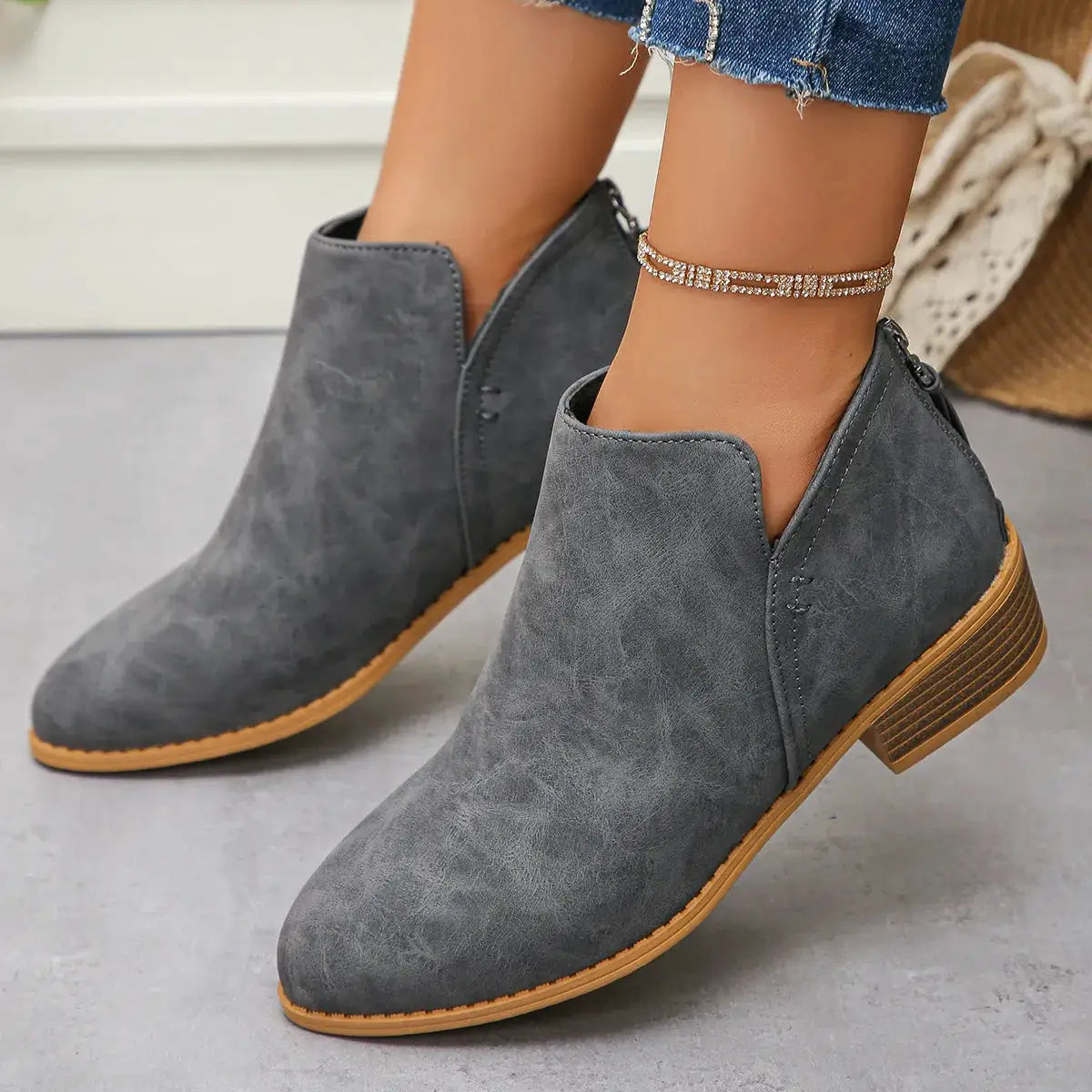 Classic Block Heel Ankle Boots by Trendsi