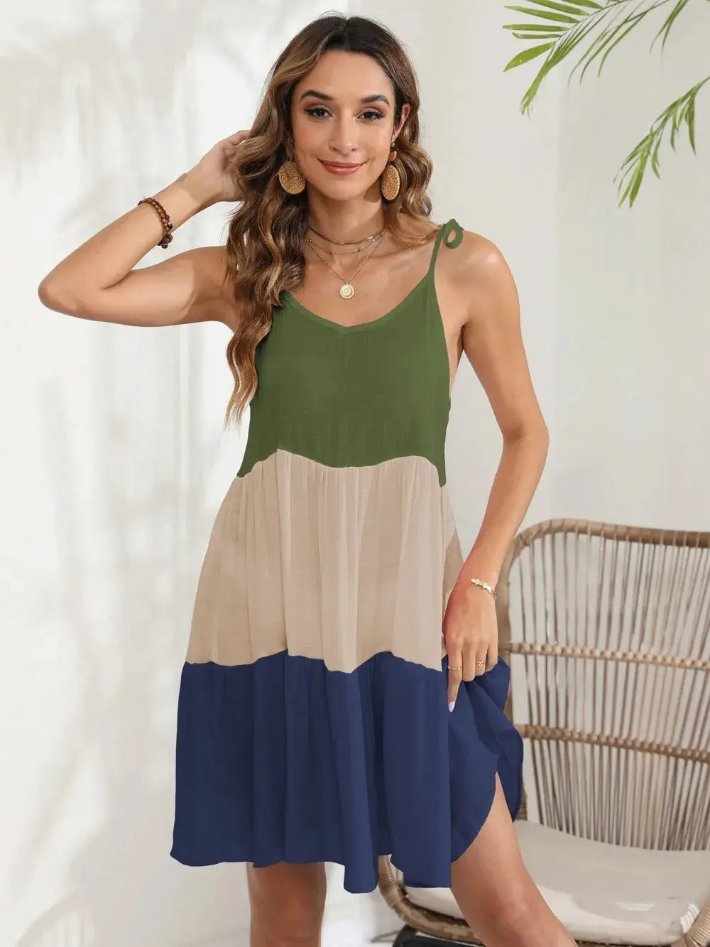 Color Block Spaghetti Strap Cover-Up Dress by Trendsi