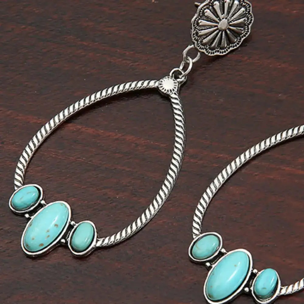 Artificial Turquoise Teardrop Earrings by Trendsi