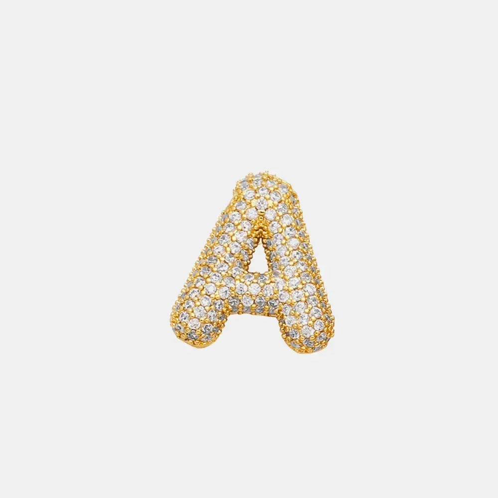 Inlaid Zircon Bubble Initial Necklace by Trendsi