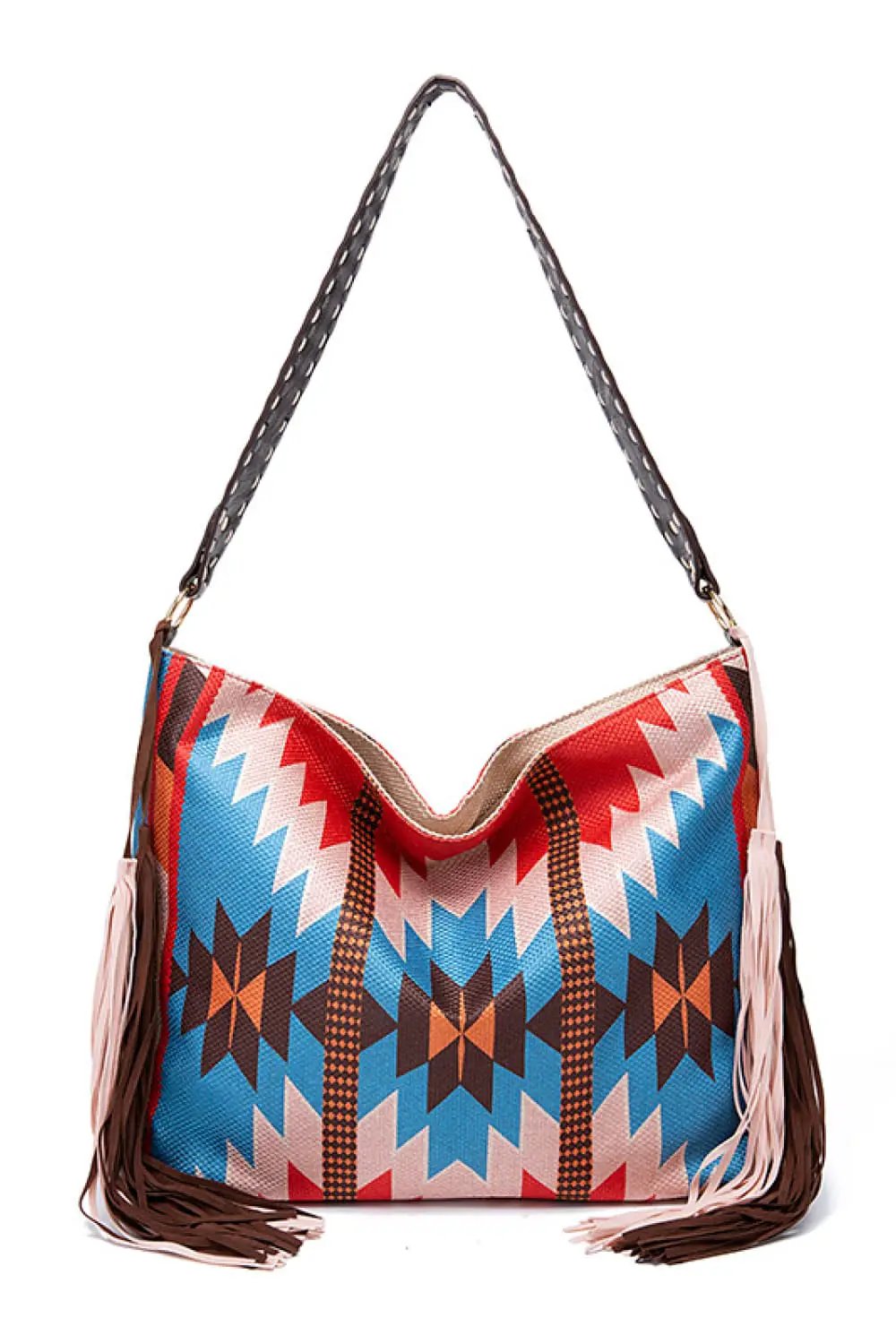 Geometric Canvas Tote Bag by Trendsi