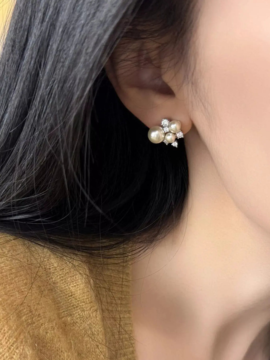 Pearl Cluster Stud Earrings by Trendsi
