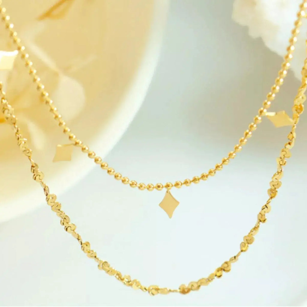 18K Gold-Plated Titanium Steel Layered Necklace by Trendsi
