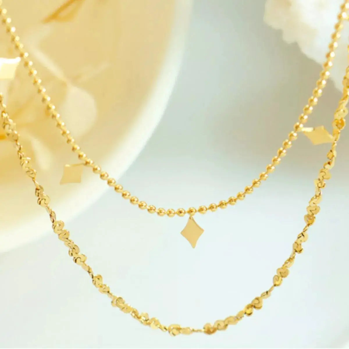 18K Gold-Plated Titanium Steel Layered Necklace by Trendsi
