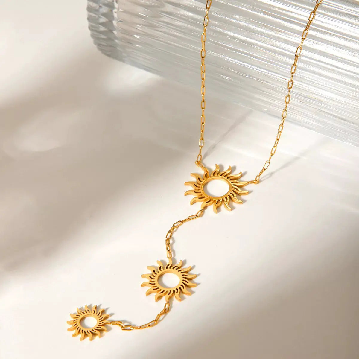 18K Gold-Plated Sun Pendant Necklace by Trendsi