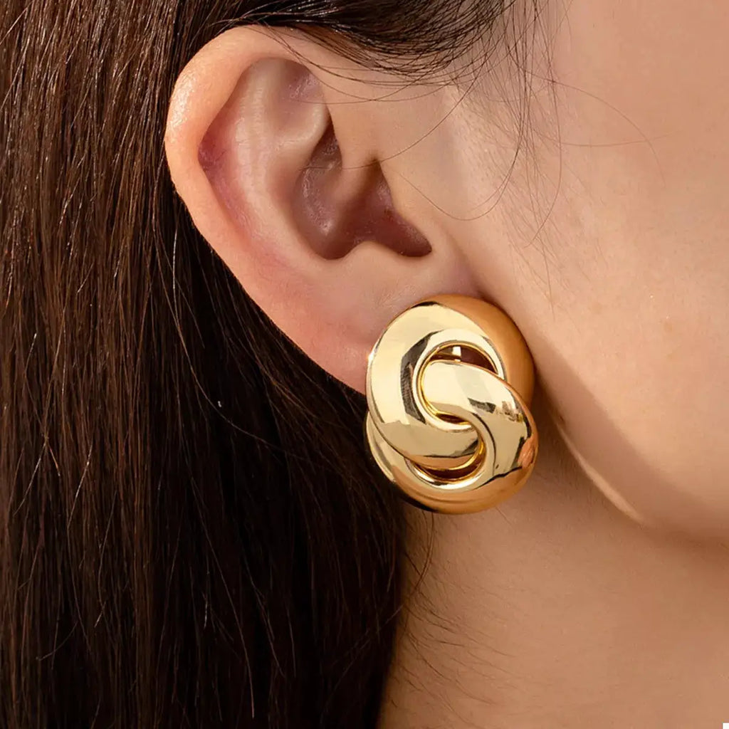 Chunky Knot Stud Earrings by Trendsi