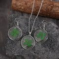 Lucky Clover Alloy Acrylic Earrings and Necklace Jewelry Set by Trendsi