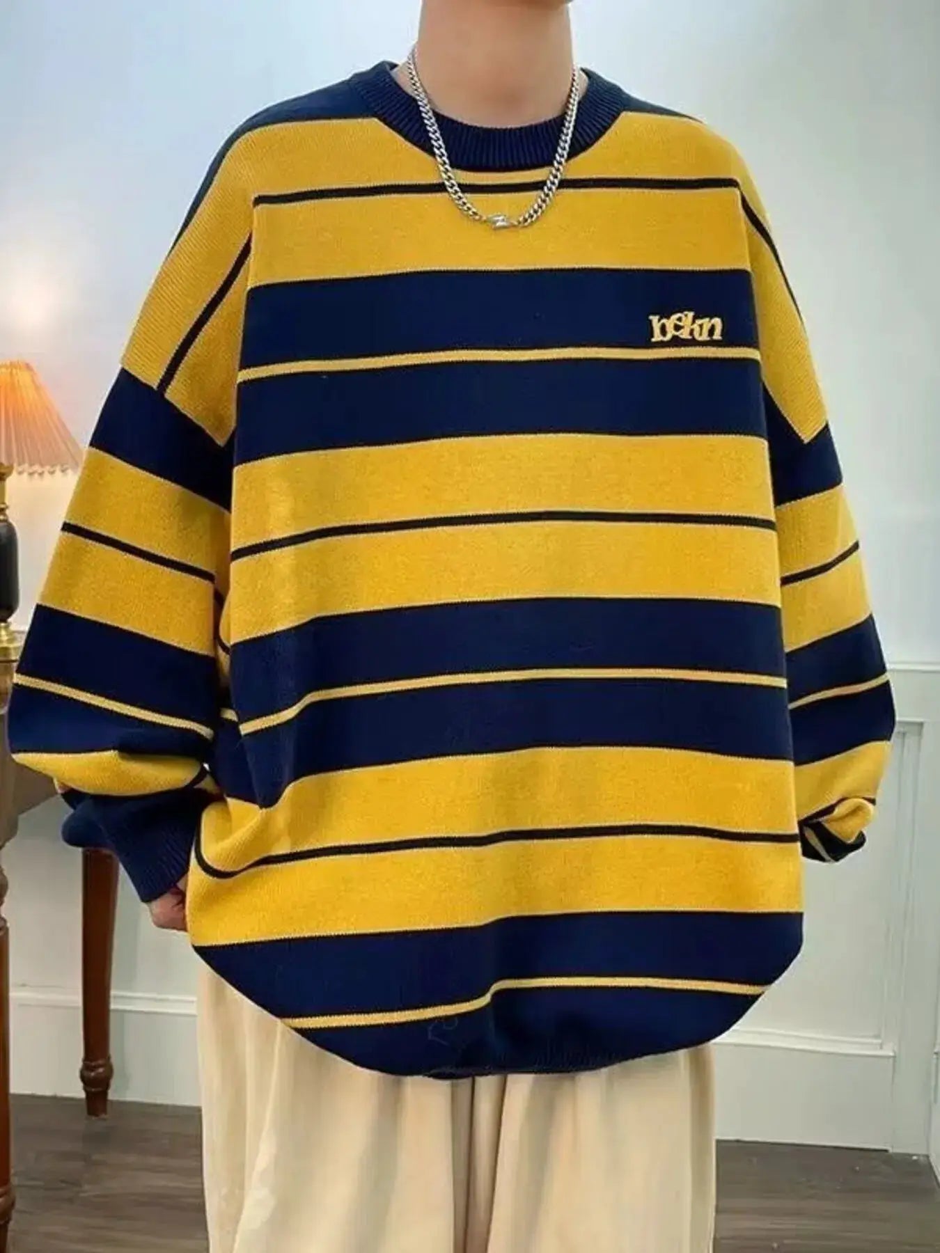 Men's Dropped Shoulder Long Sleeve Sweater by Trendsi