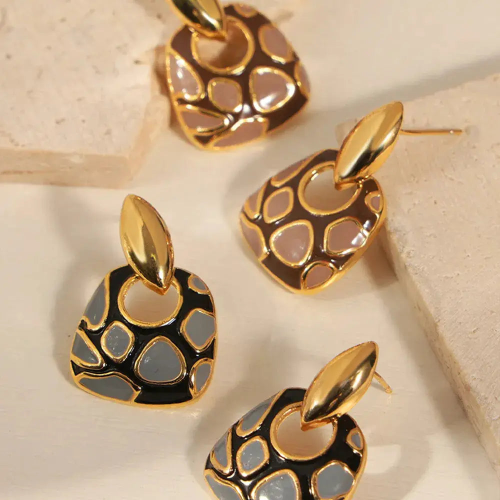 Copper Oil Drip Earrings by Trendsi
