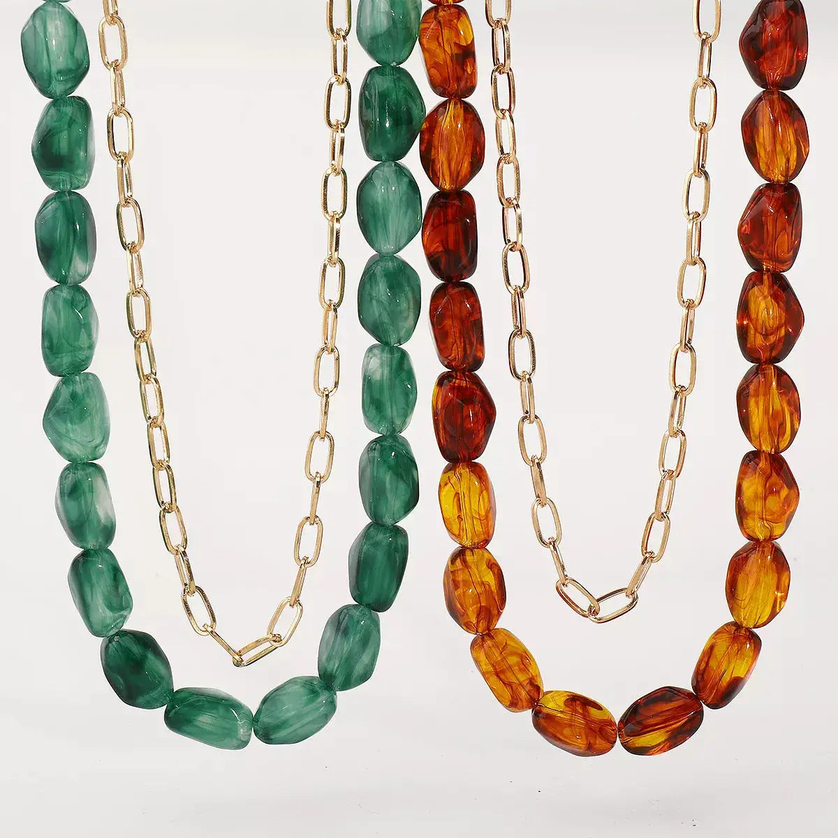 2 Piece Colorful Beaded Chain Necklace by Trendsi