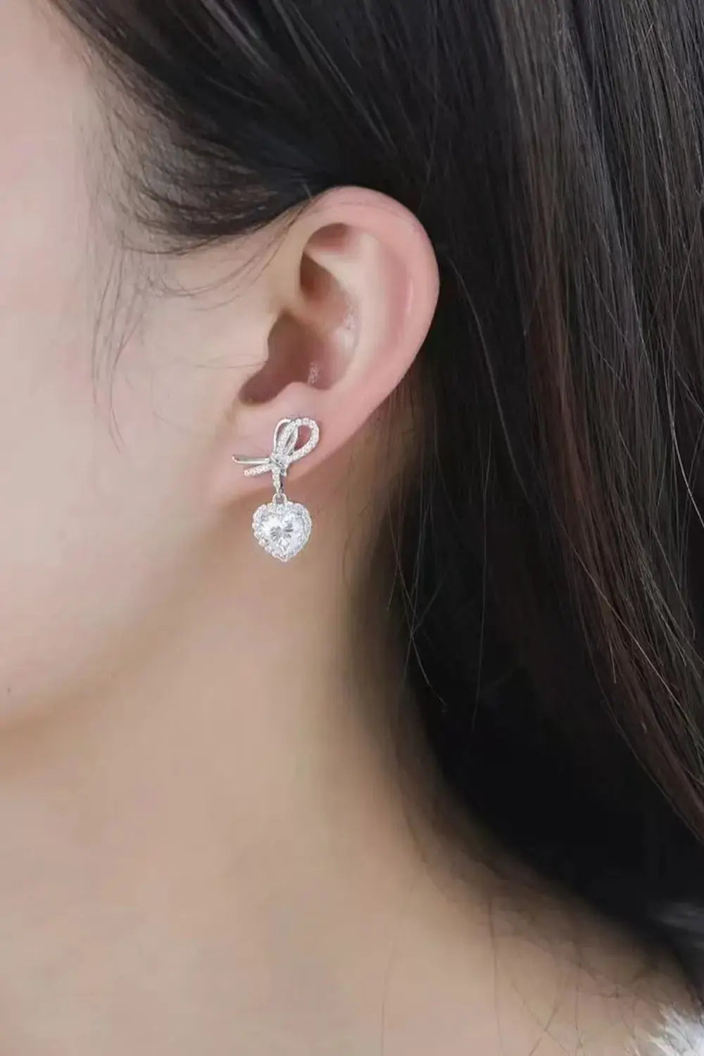 2 Carat Moissanite 925 Sterling Silver Heart Earrings by Trendsi