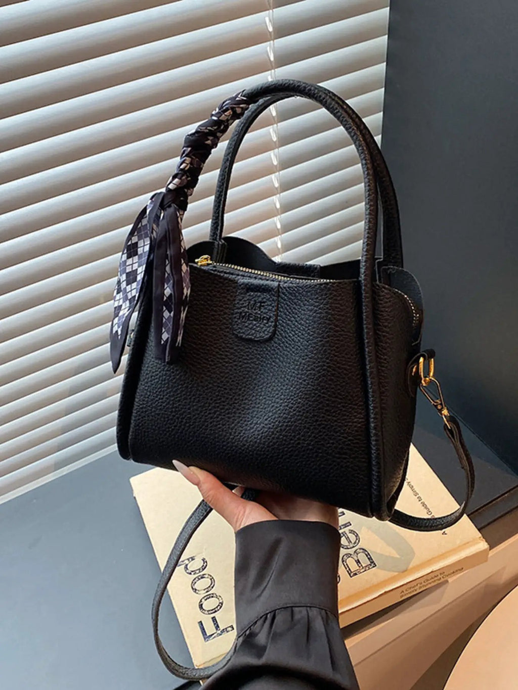 Leather Crossbody Bag with Scarf Accent by Trendsi