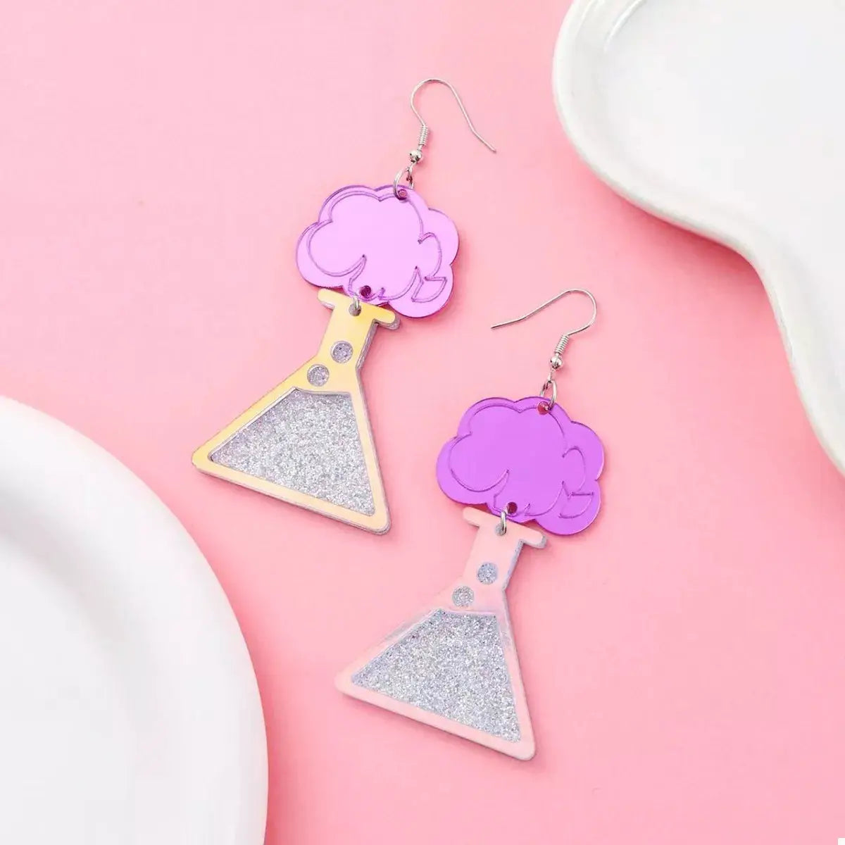 Funky Science Beaker Dangle Earrings by Trendsi