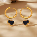 18K Gold-Plated Hoop Earrings with Heart Pendant by Trendsi