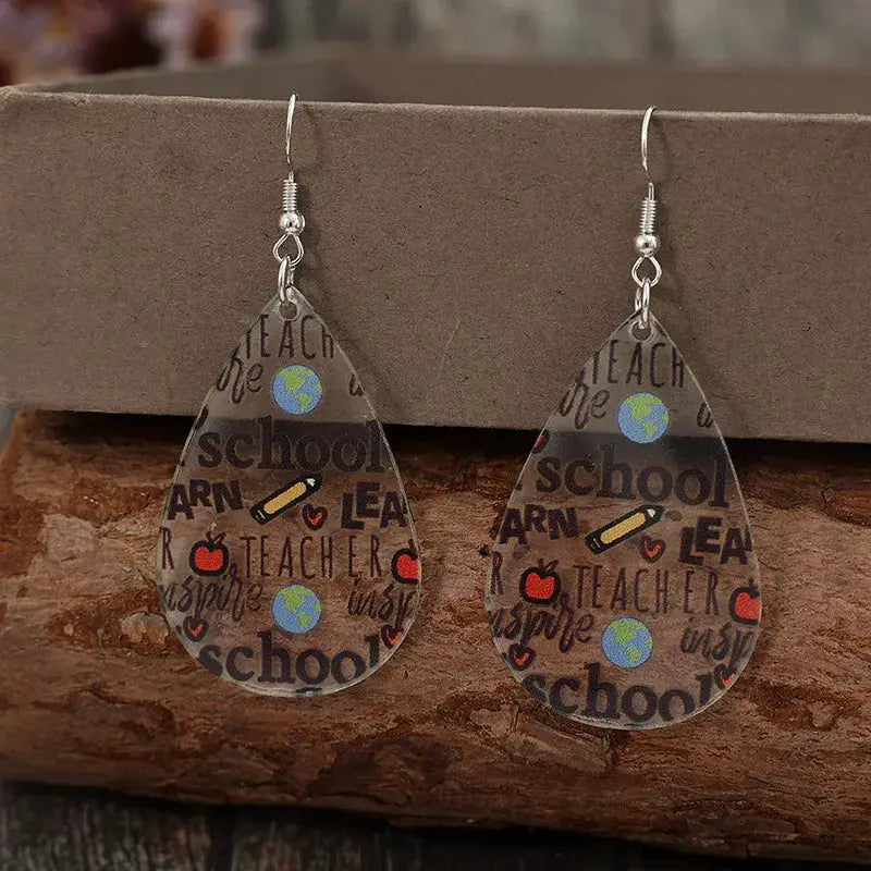 Acrylic Letter Teardrop Shape Earrings by Trendsi