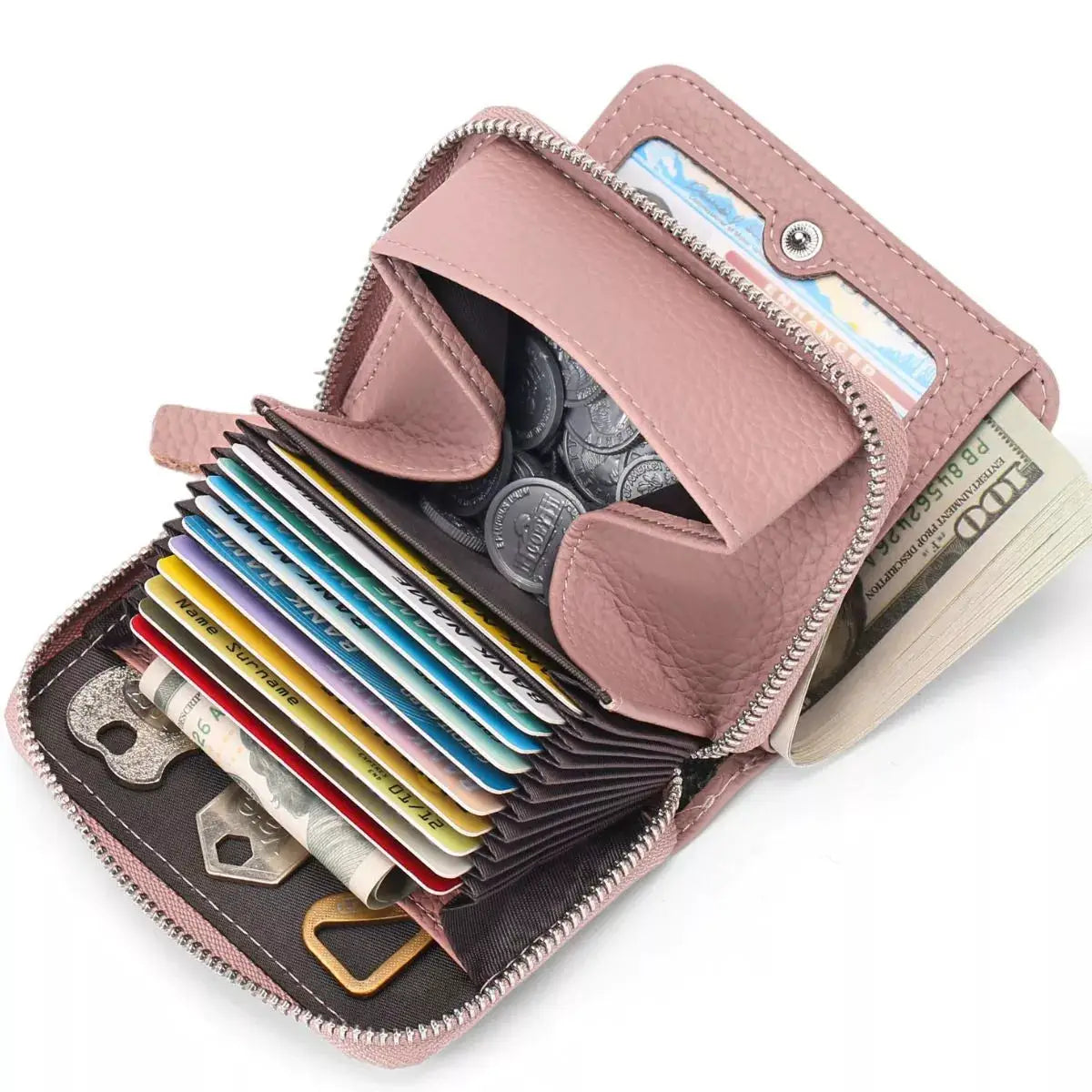 Zippered Leather Card Case by Trendsi
