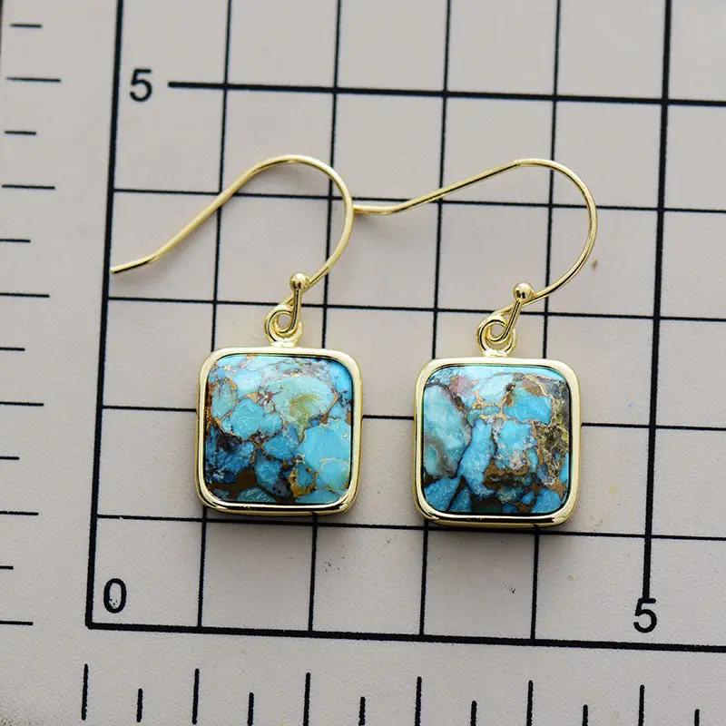 Square Copper Drop Earrings by Trendsi