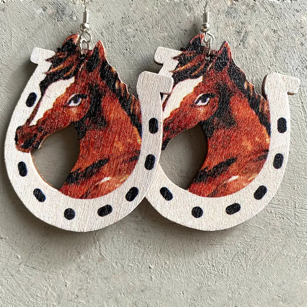 Iron Hook Wooden Earrings by Trendsi