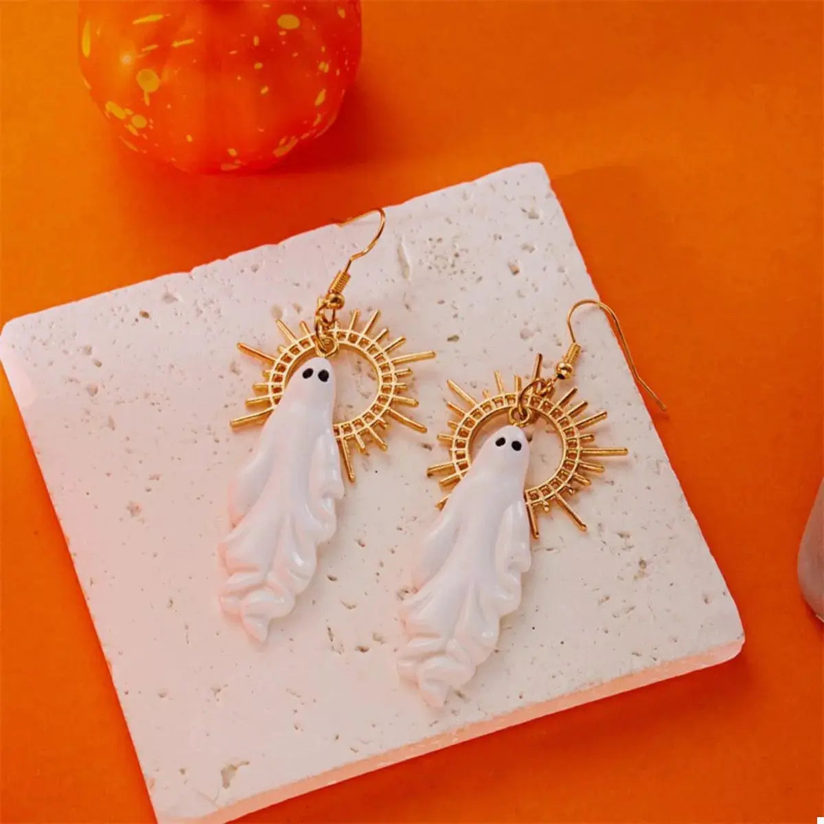 Halloween Sunburst Ghost Drop Earrings by Trendsi