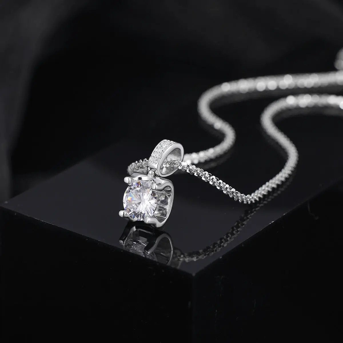 925 Sterling Silver Zircon Pendant Necklace by Trendsi