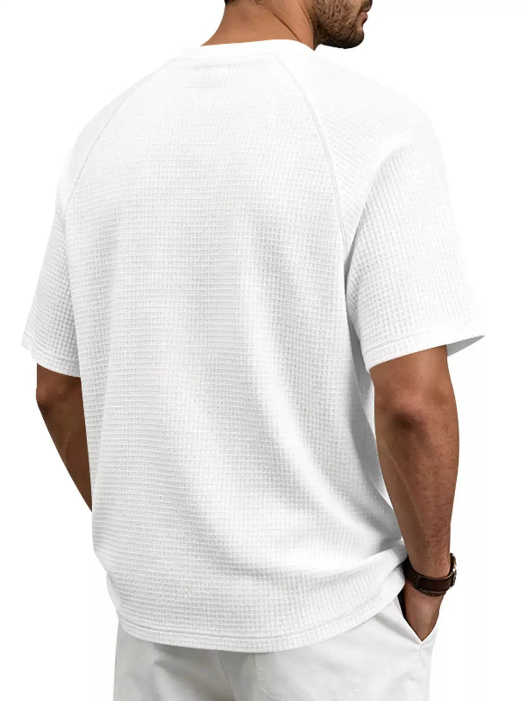 Men's Full Size Waffle Knit Raglan Short Sleeve T-Shirt Plus Size by Trendsi
