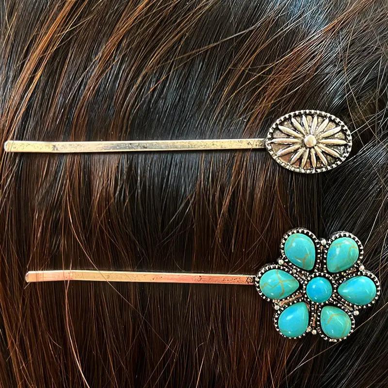 Turquoise Alloy Hairpin by Trendsi