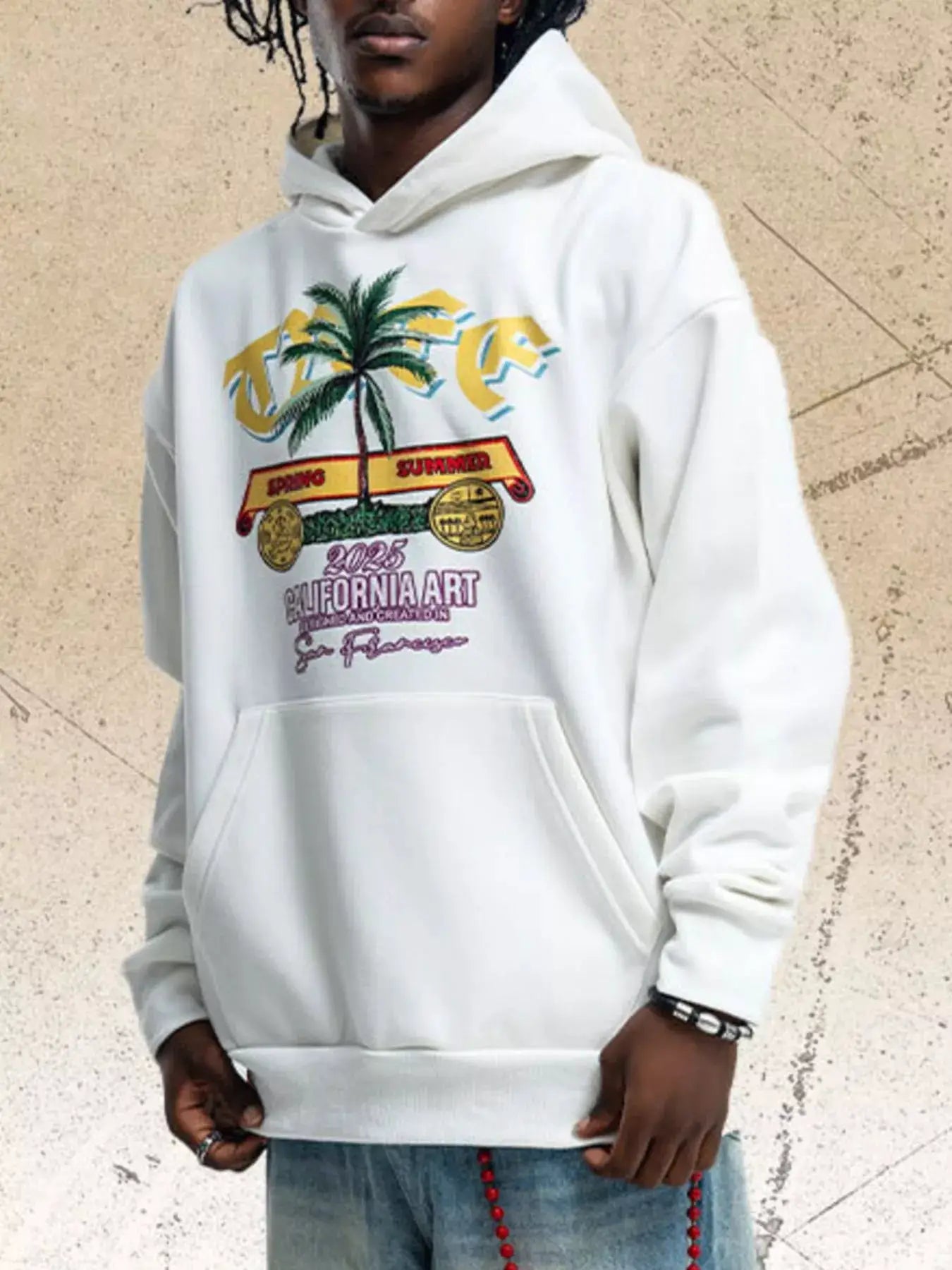 Men's Graphic Kangaroo Pocket Hoodie by Trendsi