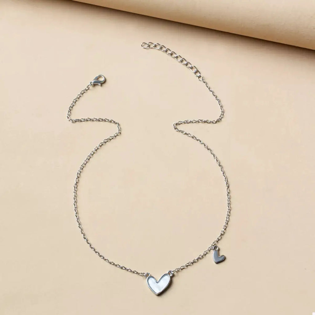 Alloy Heart Pendant Necklace by Trendsi