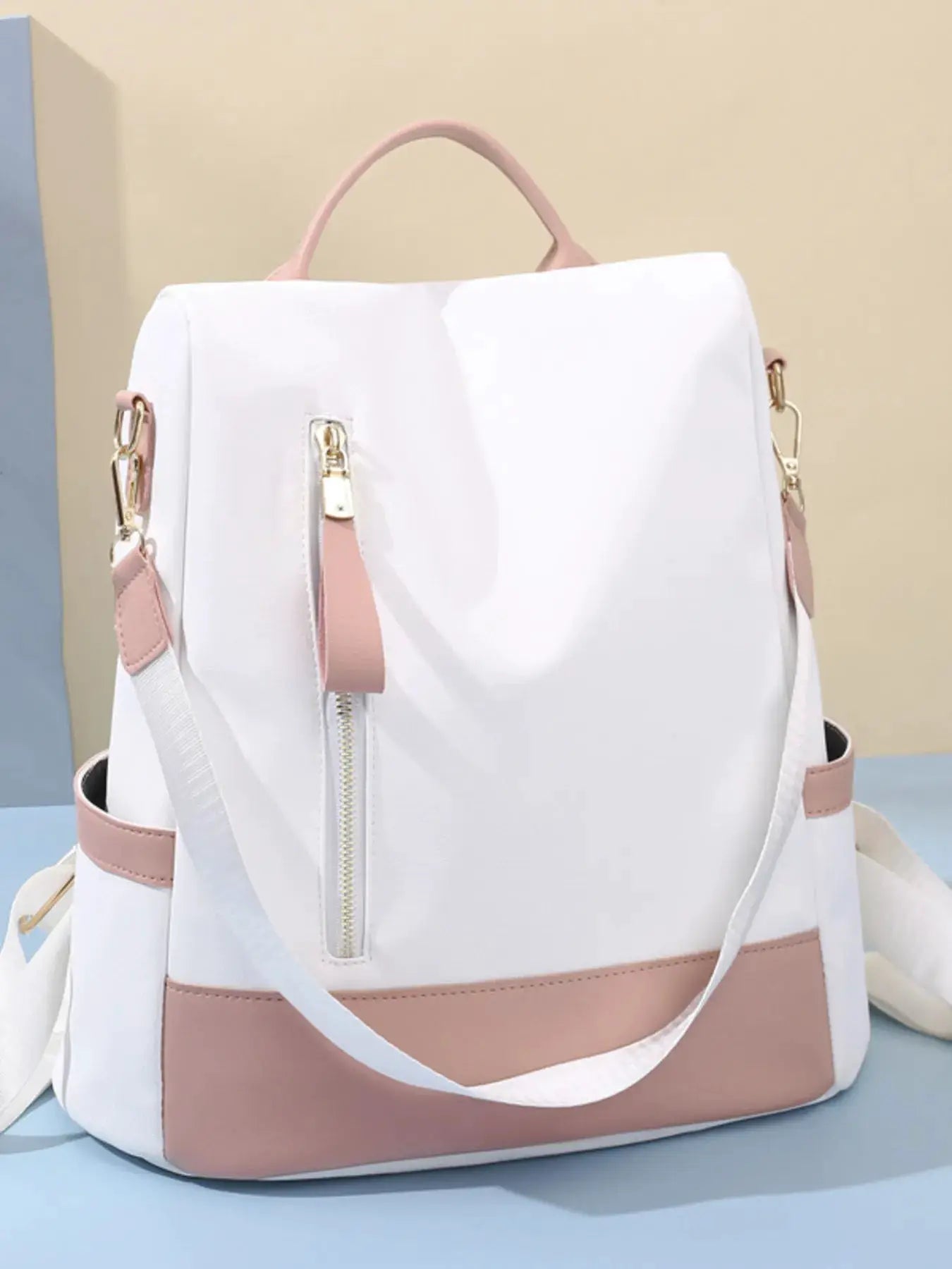 Color Block Convertible Backpack Bag by Trendsi