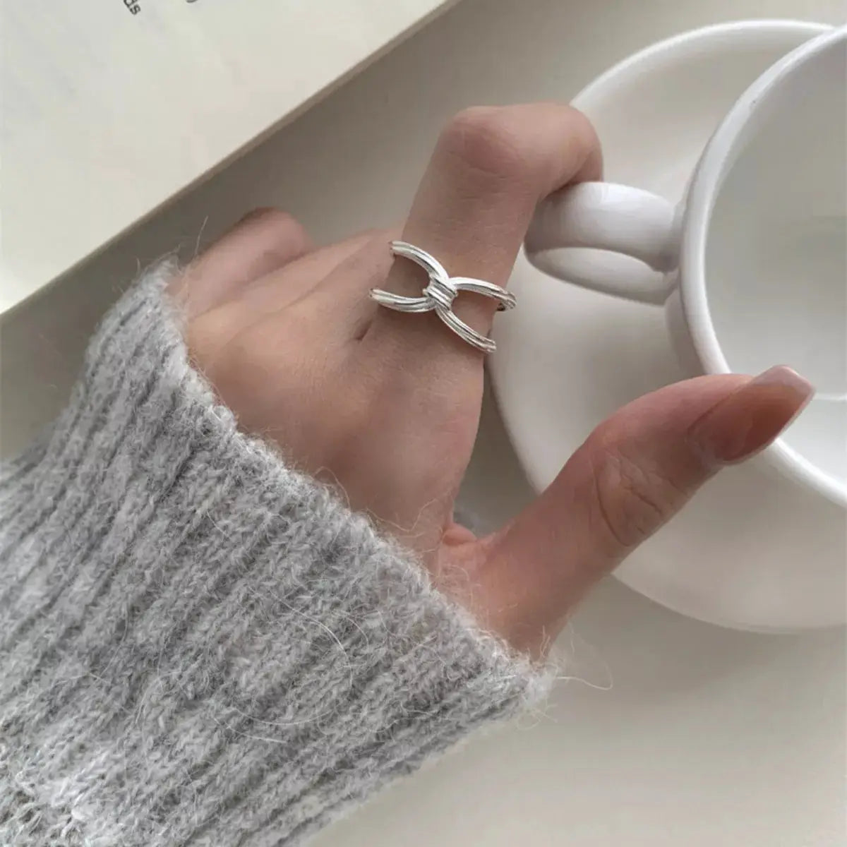 925 Sterling Silver Knot Ring by Trendsi
