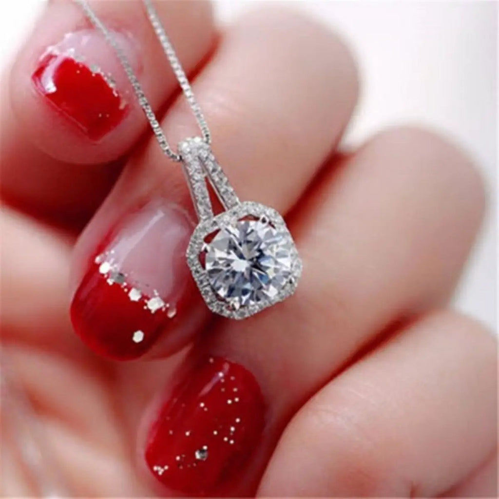 1 Carat Moissanite 925 Sterling Silver Pendant Necklace by Trendsi