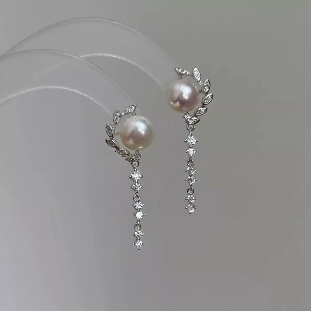 Pearl Zircon Drop Earrings by Trendsi