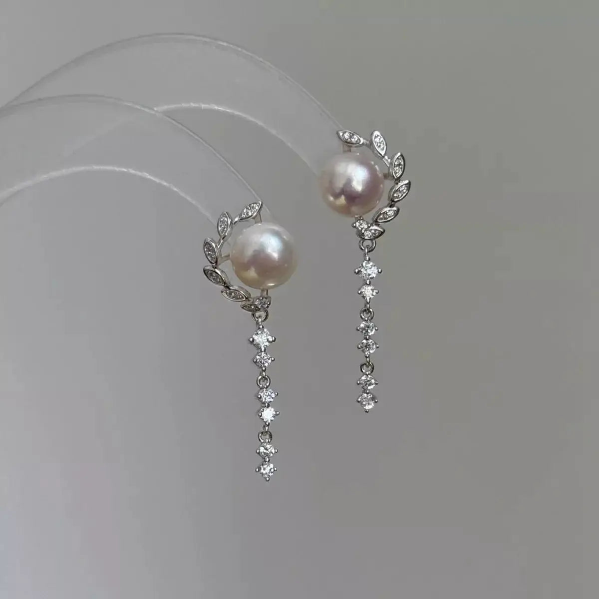 Pearl Zircon Drop Earrings by Trendsi