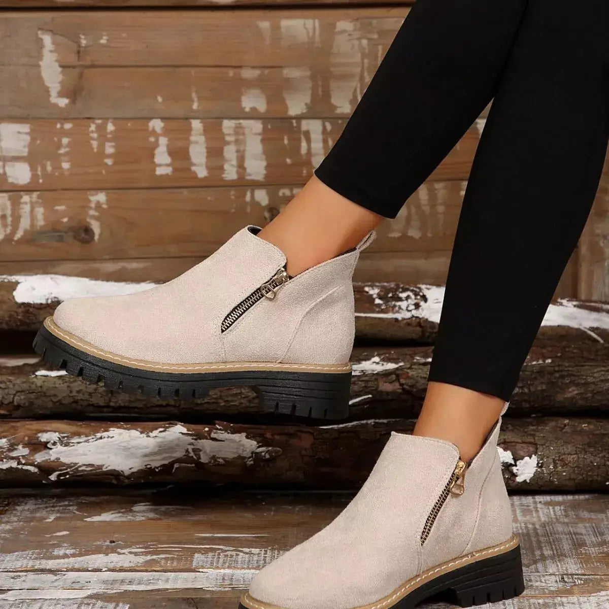 Side Zip Ankle Boots by Trendsi