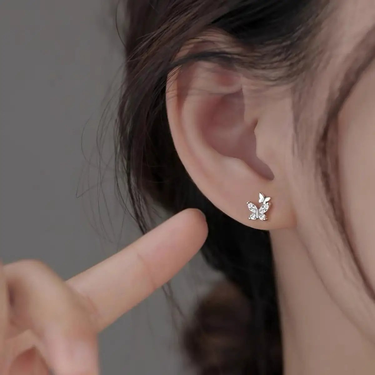 925 Sterling Silver Butterfly Stud Earrings by Trendsi