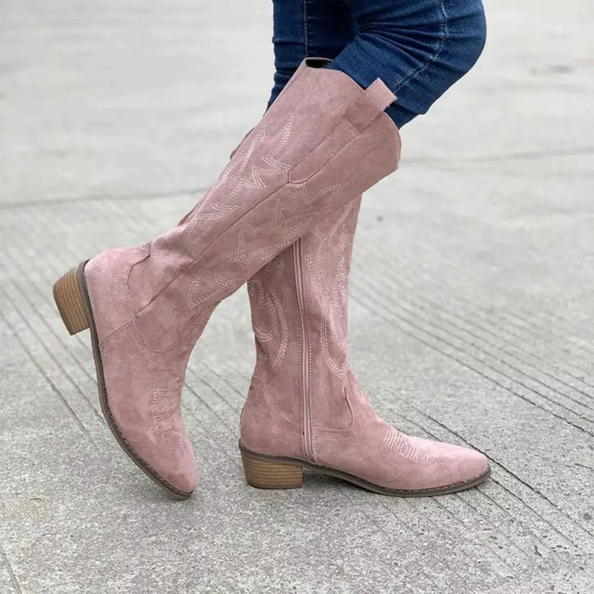 Point Toe Block Heels Boots by Trendsi