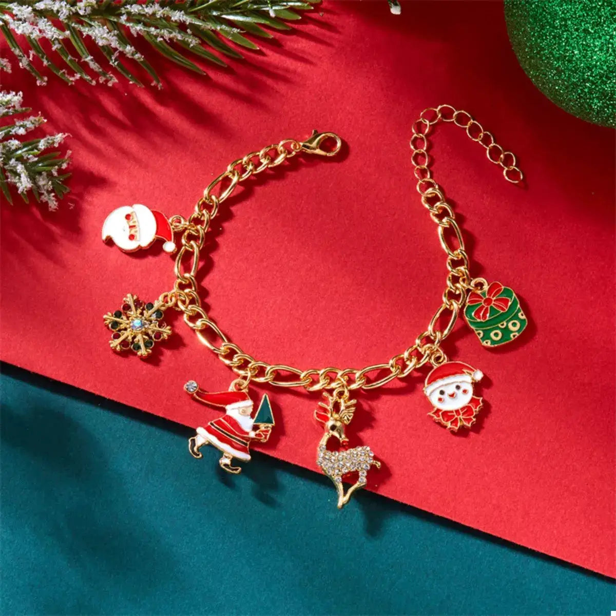 Christmas 18K Gold-Plated Charm Bracelet by Trendsi