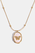 Butterfly Shell Pendant Copper Necklace by Trendsi